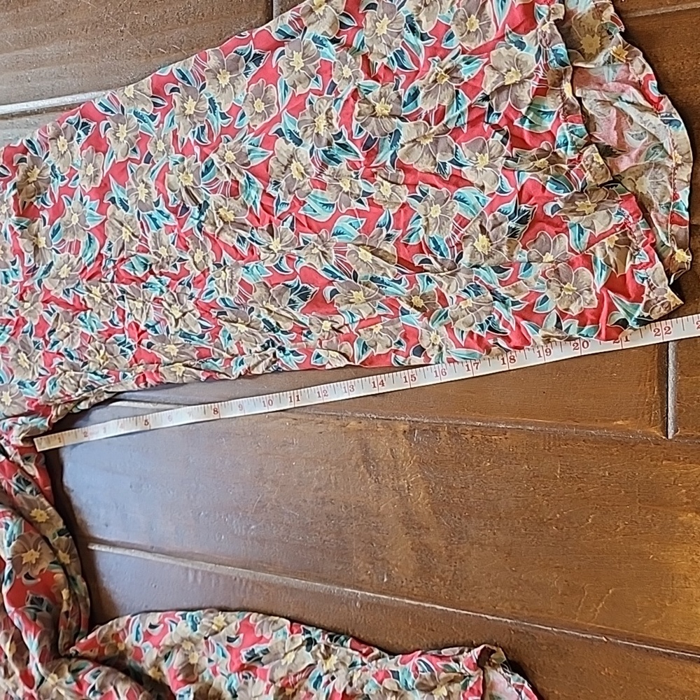 & Merci Floral Wide Ruffle Straps Flowy Wide Leg Pants Back Cutout Elastic Tie - Picture 10 of 15